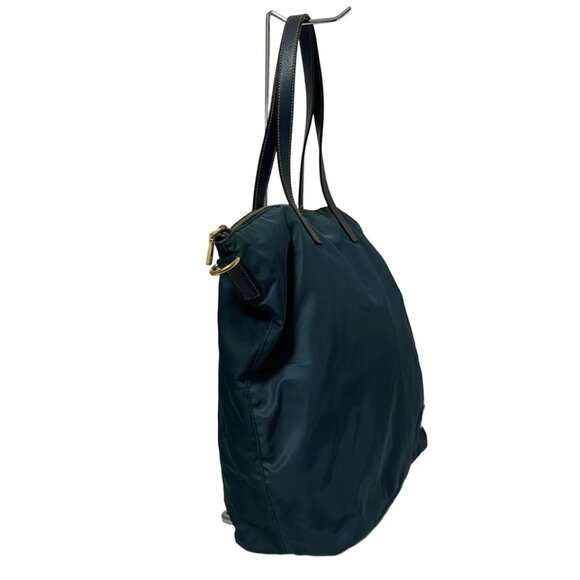 PRADA - Blue Green Navy Nylon Leather Handbag 400-053125 - Picture 3 of 9